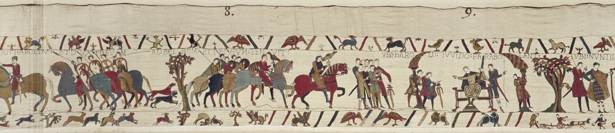Guy de Ponthieu toma a Harold como prisionero en el castillo de Beaurain, Tapiz de Bayeux de Unbekannt