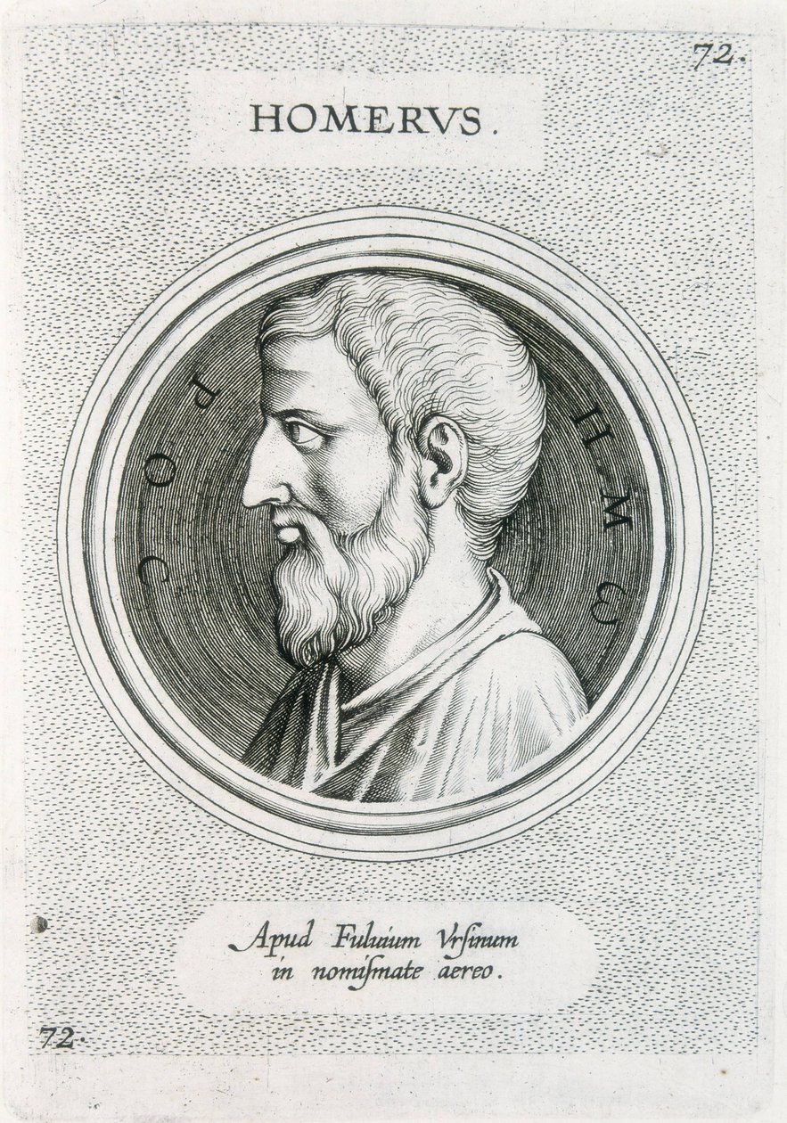 HOMERO (siglo IX a.C.). Escritor griego (grabado) de Unbekannter Künstler
