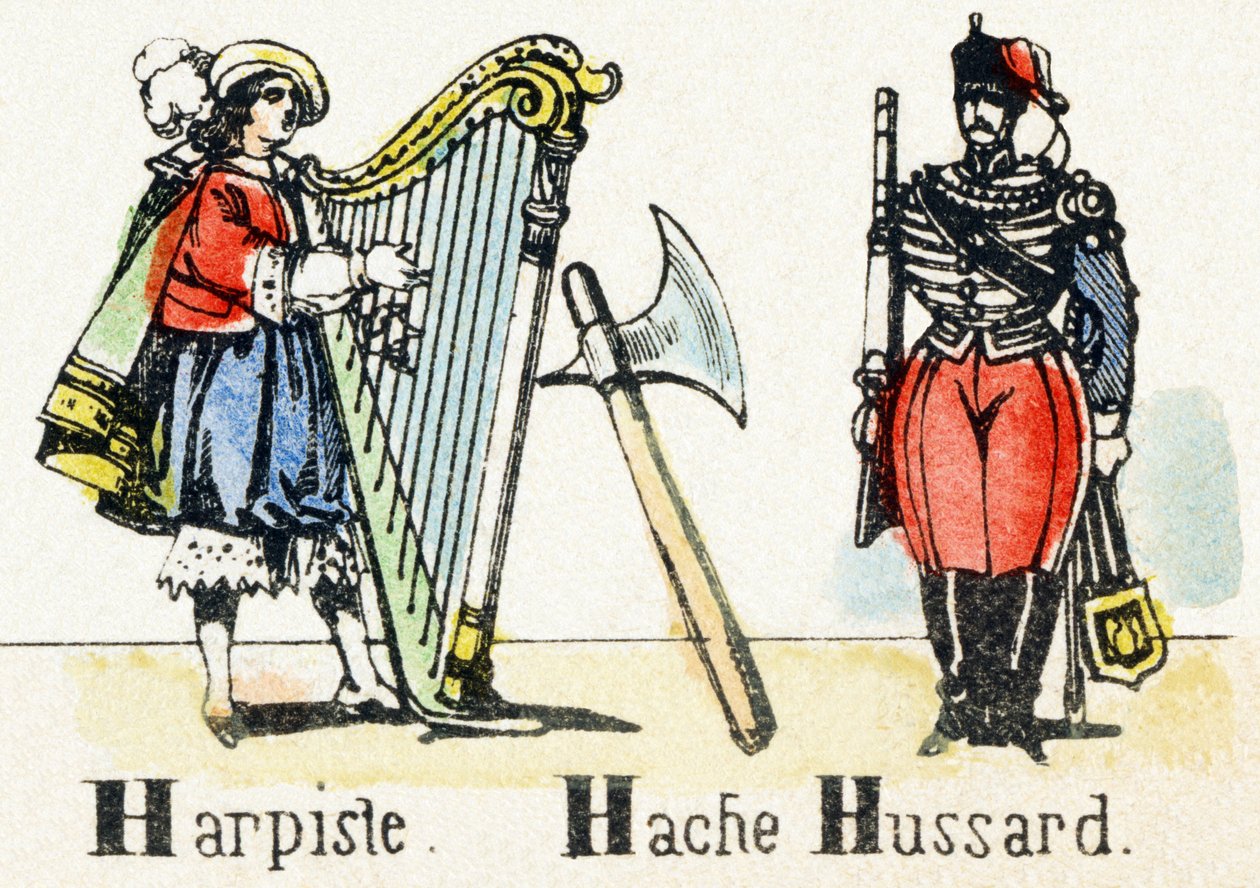H - Arpista Hacha Húsar - Alfabeto - entretenimiento infantil - Imagerie d