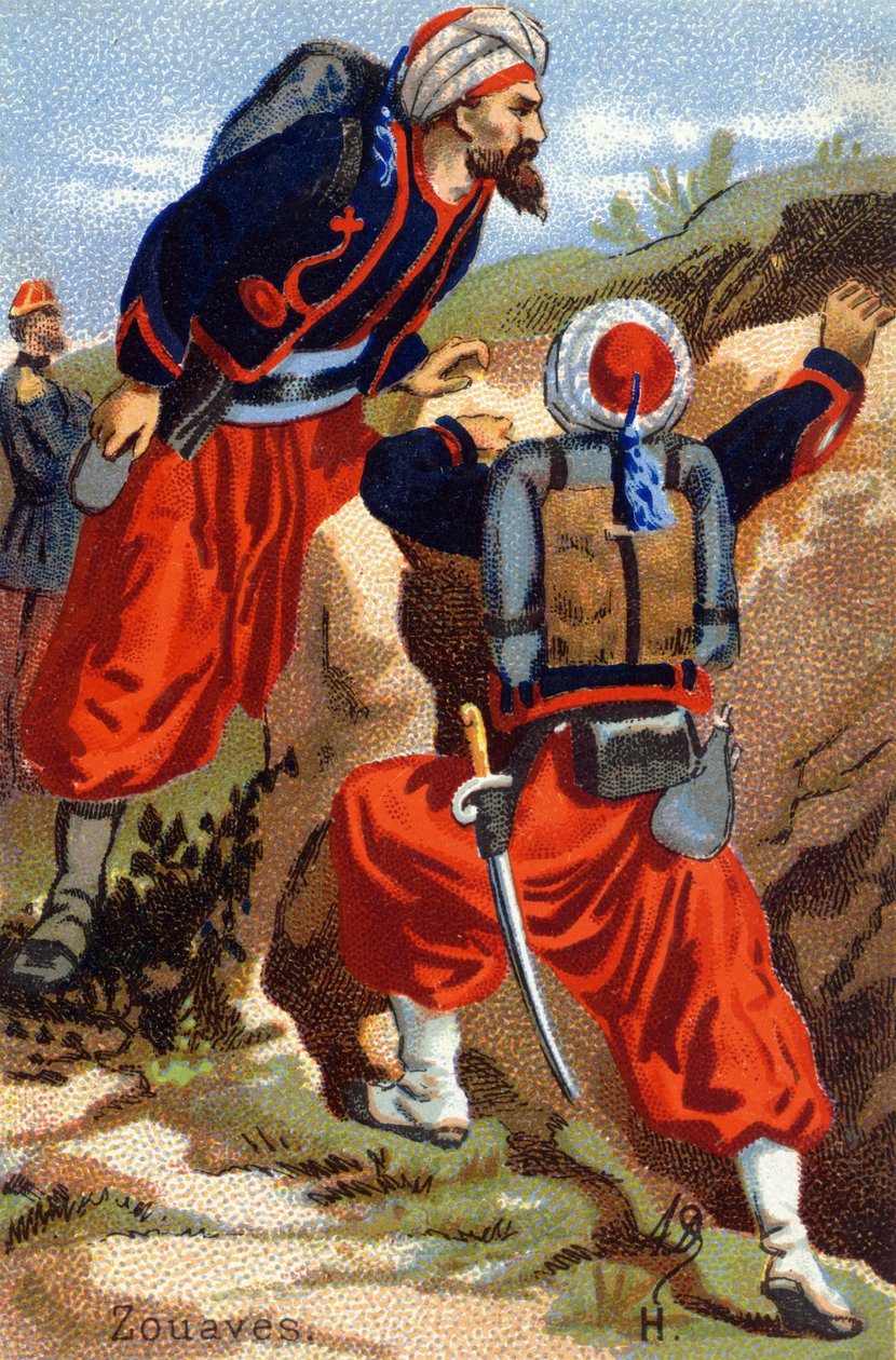 H: Zuavos. Grabado en "Alfabeto Militar". Iniciales del ilustrador: A. D. Editor desconocido. Cromolitografías finales del siglo XIX. Dim: 10,5x7cm de Unbekannt