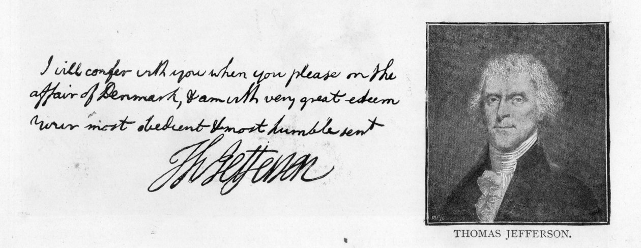 Caligrafía y firma de una carta de Thomas Jefferson a John Paul Jones, escrita en París, 11 de julio de Unbekannt