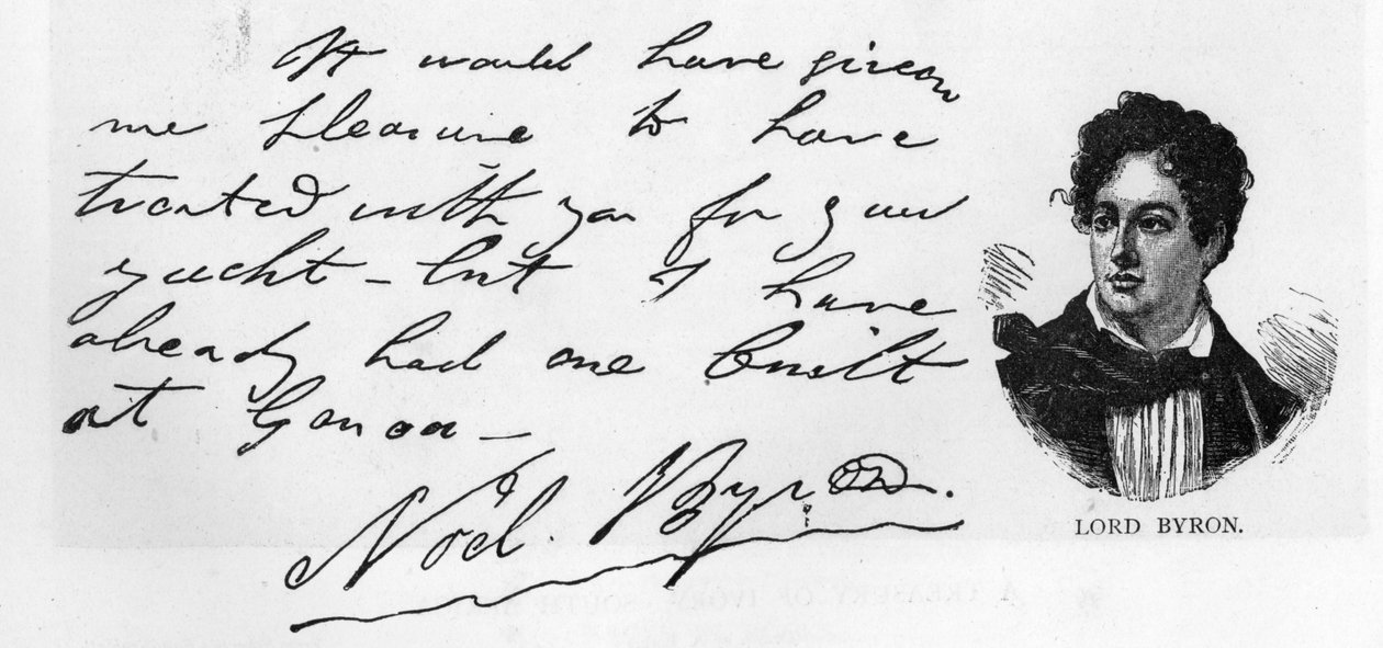 Escritura y firma de Lord Byron, marzo de 1822 de Unbekannt