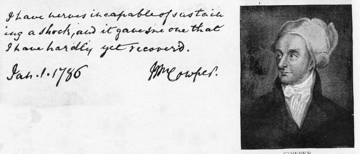 Escritura y firma de William Cowper de Unbekannt