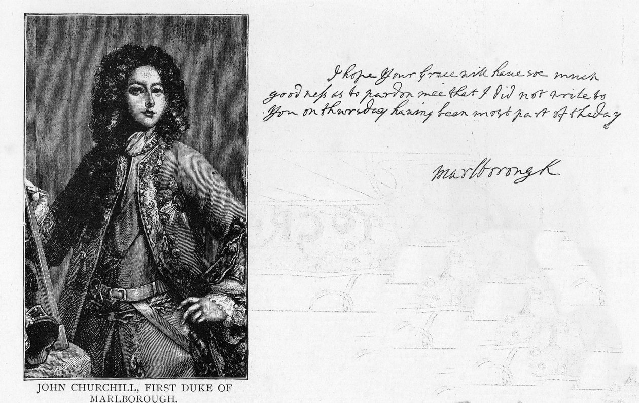 Caligrafía y firma del Duque de Marlborough de Unbekannt