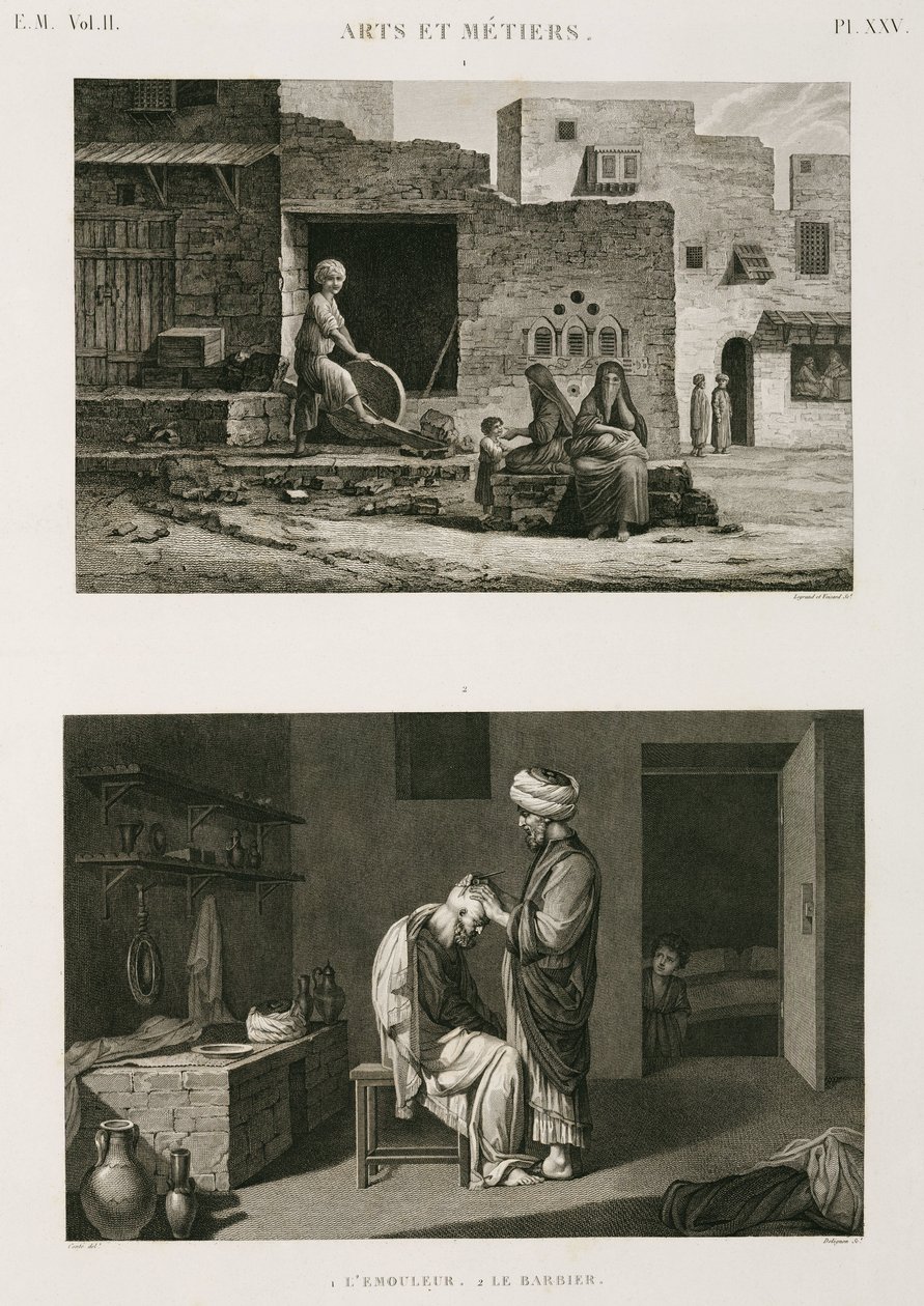 Ferretería y cuchillería, afilador de cuchillos y barbero, Egipto, c. 1798 de Unbekannt