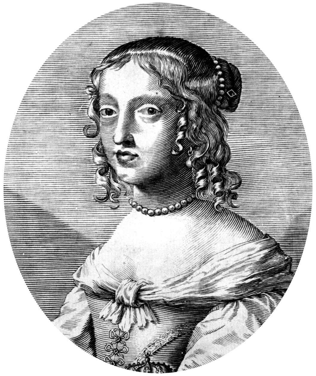 Henrietta Anne princesa inglesa y duquesa de Orleans hija del rey Carlos I, esposa de Felipe de Orleans (hermano del rey francés Luis XIV), grabado de Unbekannter Künstler