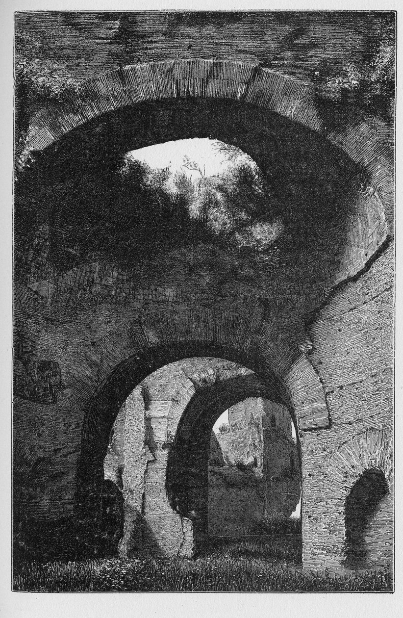 Historia de la Antigua Roma. Termas de Caracalla en Roma, Italia, fueron las segundas termas públicas romanas más grandes, construidas en Roma entre 212 y 216 d.C., durante el reinado del Emperador Caracalla de Unbekannt