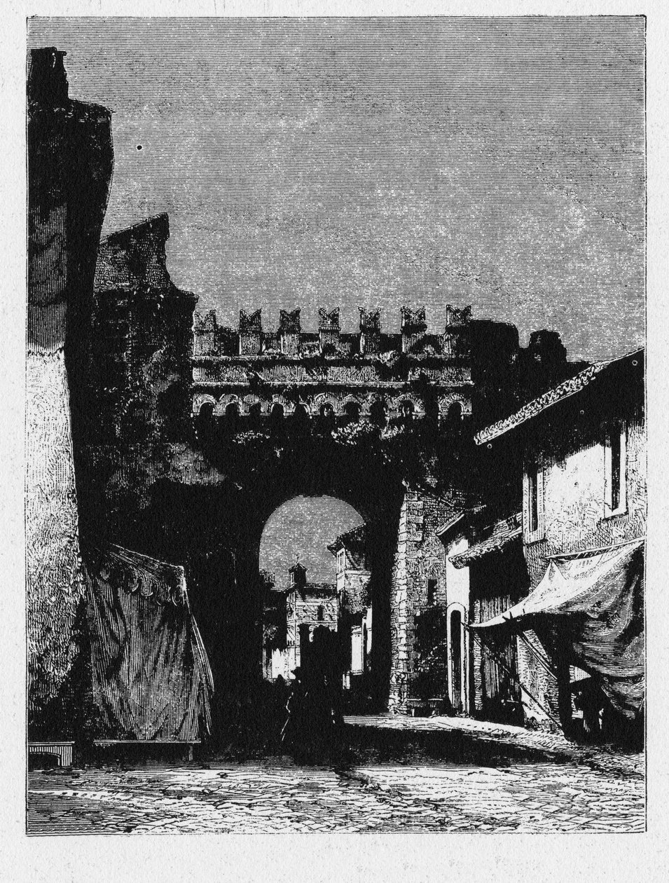 Historia de la Antigua Roma. La Porta Settimiana es una puerta en la Muralla Aureliana en Roma de Unbekannt