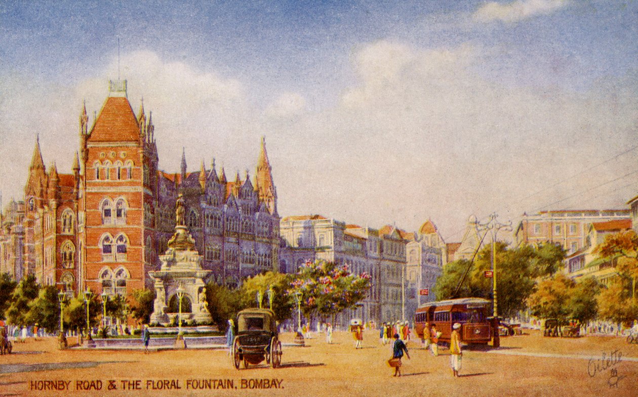 Hornby Road y la Fuente Floral, Bombay de Unbekannter Künstler