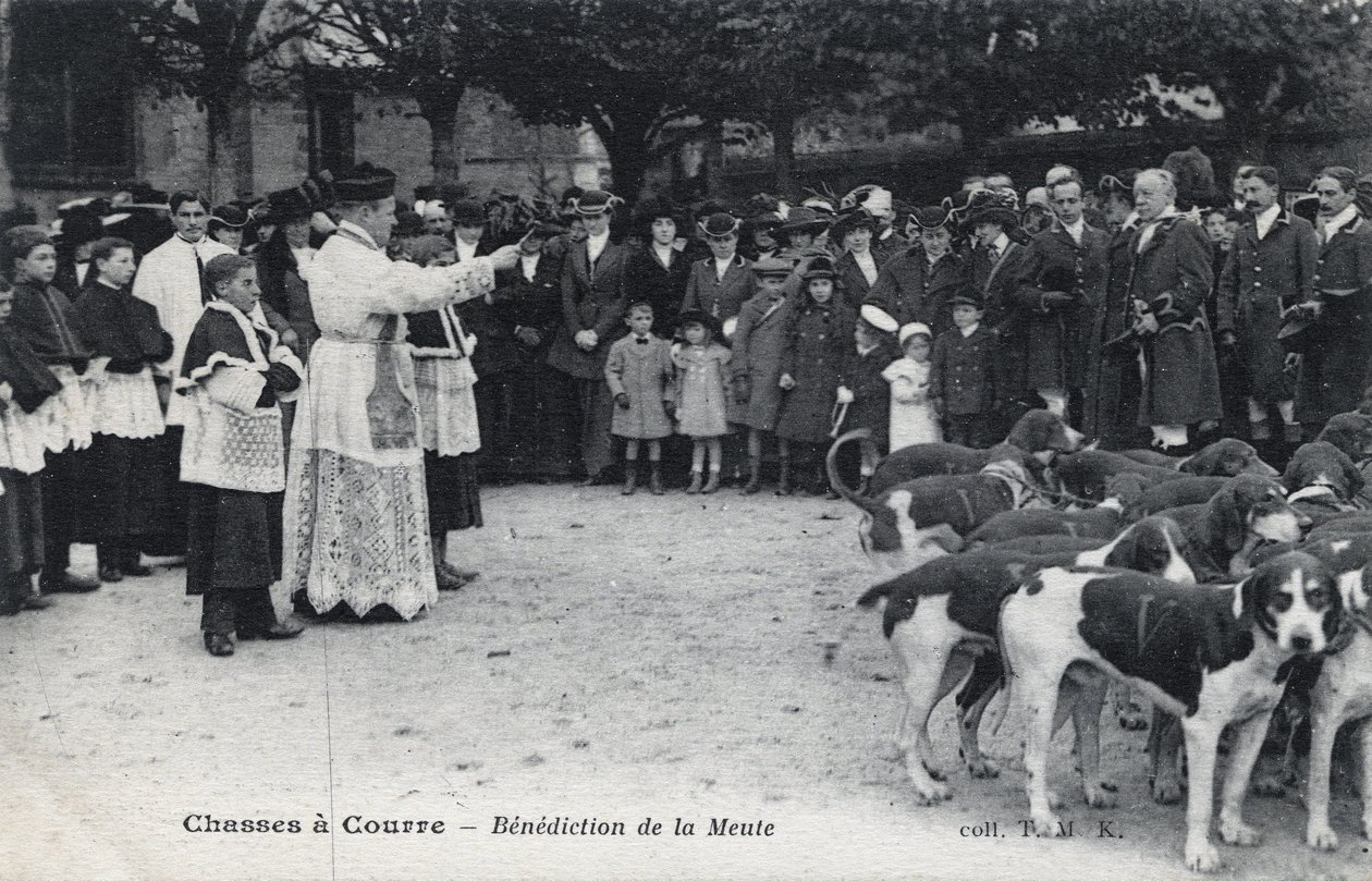 Caza: bendición de la jauría de perros - Postal finales del siglo XIX-principios del XX de Unbekannt