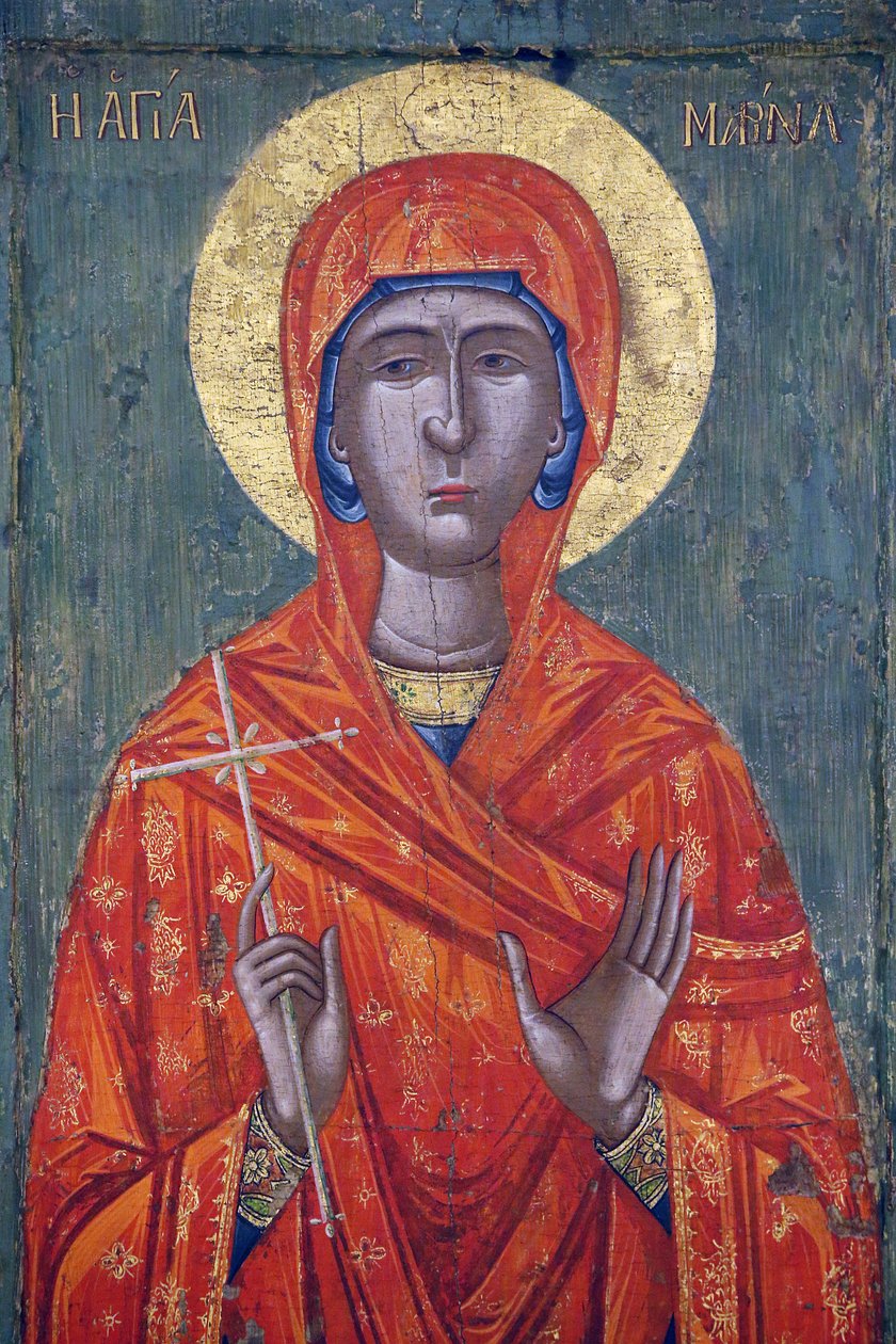 Icono en el museo bizantino de Pedoulas: Santa Marina (siglo XVIII) de Unbekannt