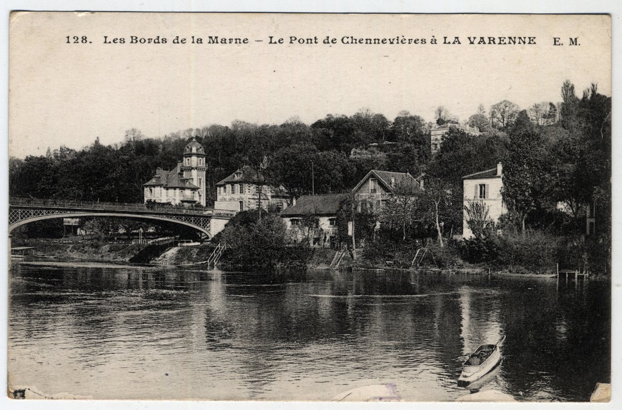 Ile de France, Val de Marne (94), La Varenne: las orillas del Marne y el puente de Chennevieres, con el castillo des Rets - Postal fechada entre 1910-1919 de Unbekannt