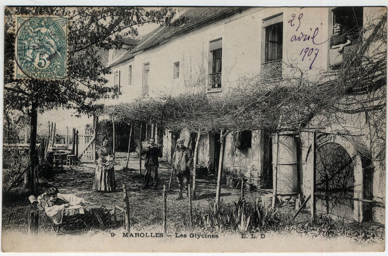 Île de France, Val de Marne (94), Marolles en Brie: Les Glycines - Postal fechada en 1907 de Unknown
