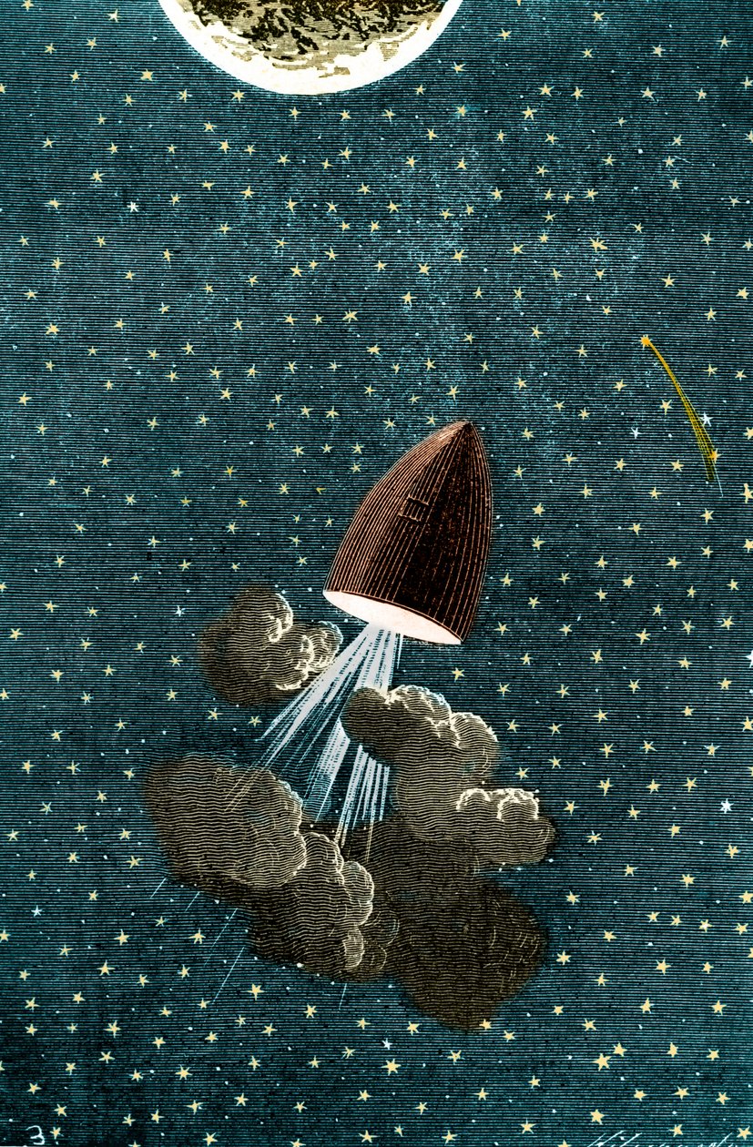 Ilustración del libro de Julio Verne: Alrededor de la Luna de Unbekannt