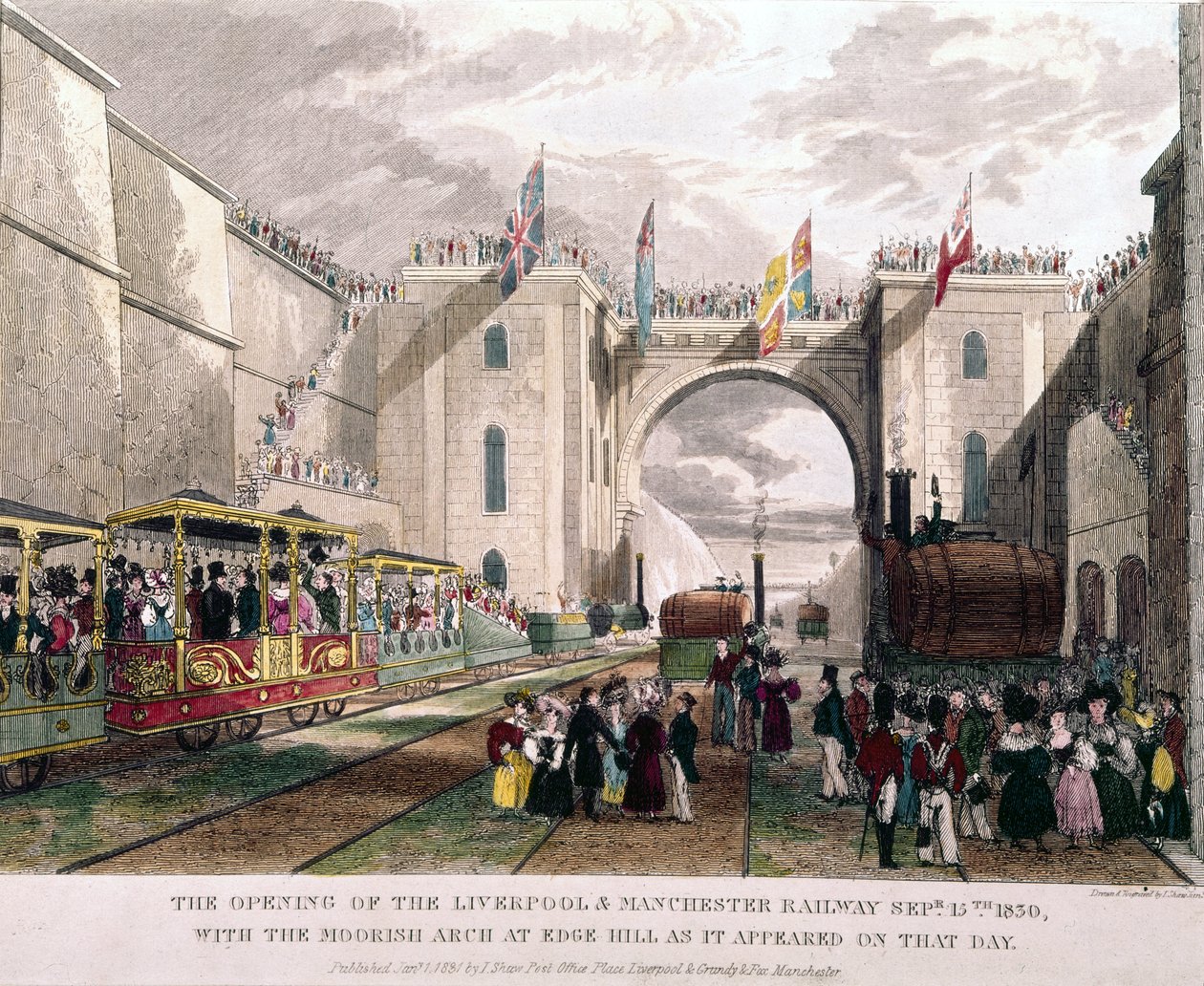 Inauguración de la línea de ferrocarril Liverpool Manchester de Unbekannt