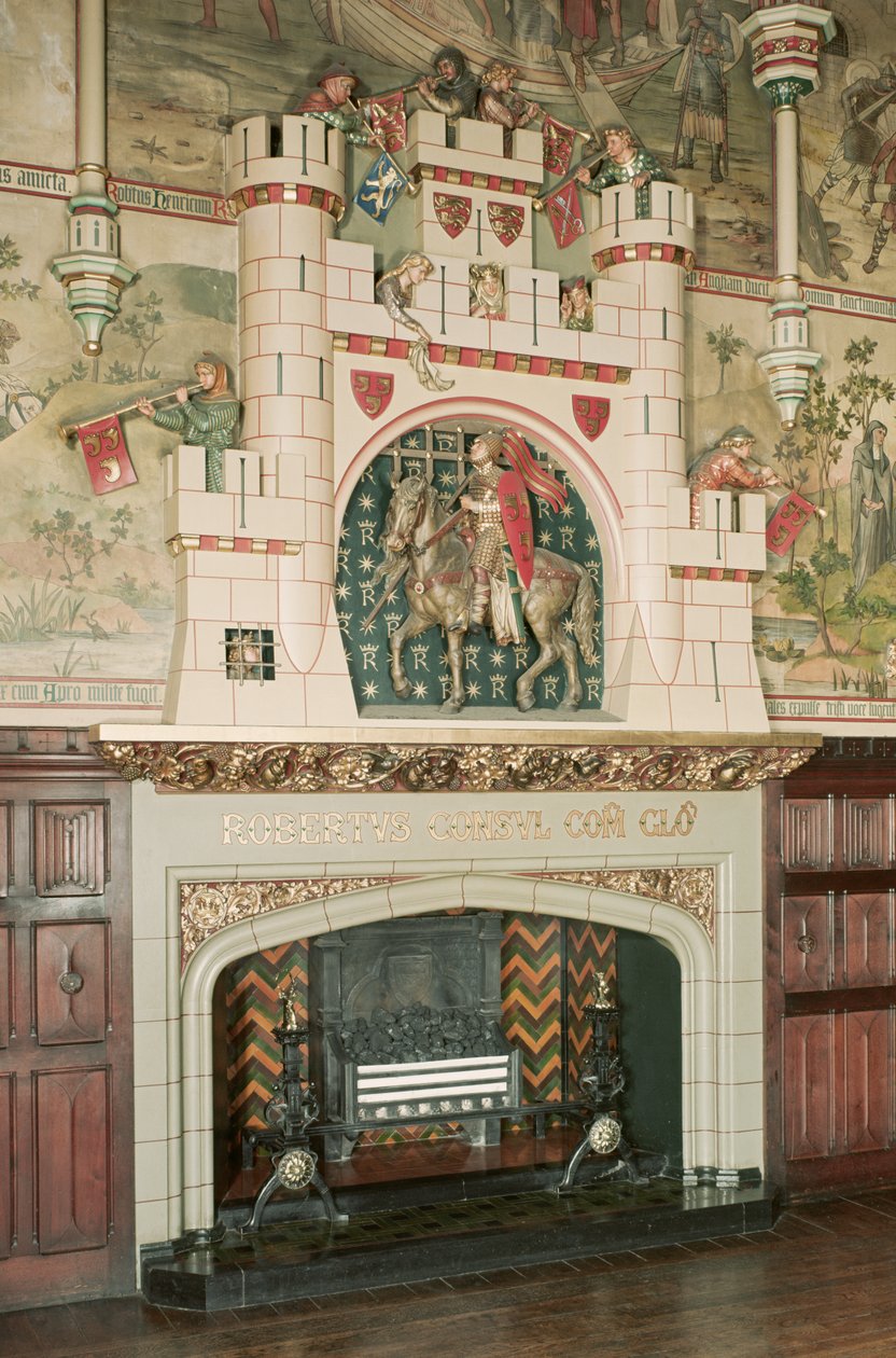 Interior, detalle de una chimenea, Castillo de Cardiff, Gales, c.1875 (foto) de Unbekannt