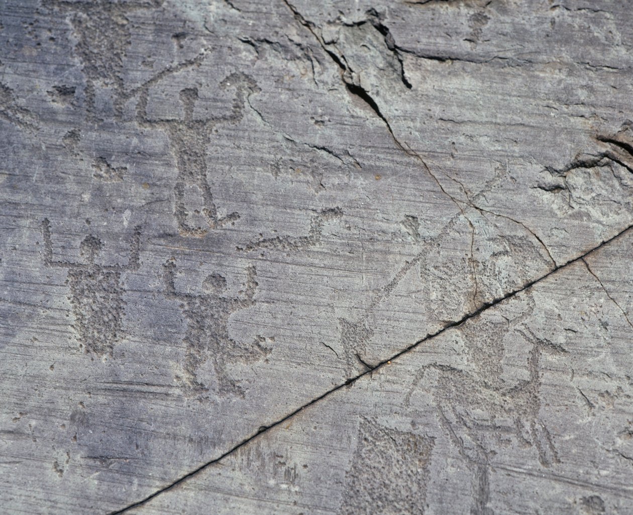 Italia, Región de Lombardía, Valcamonica, Primer plano de dibujos rupestres en el Parque Nacional de Naquane de Benjamin Baud