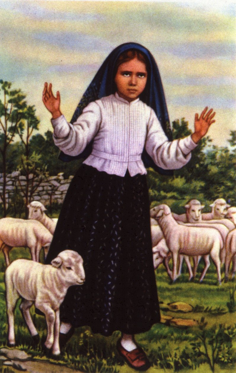 Jacinta, que vio a la Virgen María en Fátima en 1917, c.1920-1930 (postal) de Unbekannter Künstler