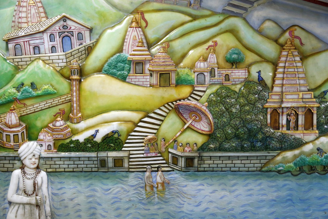 Templo hindú Jalaram Prathna, Leicester. Obra de arte que representa la vida de Jalarambapa. Reino Unido de Unbekannt