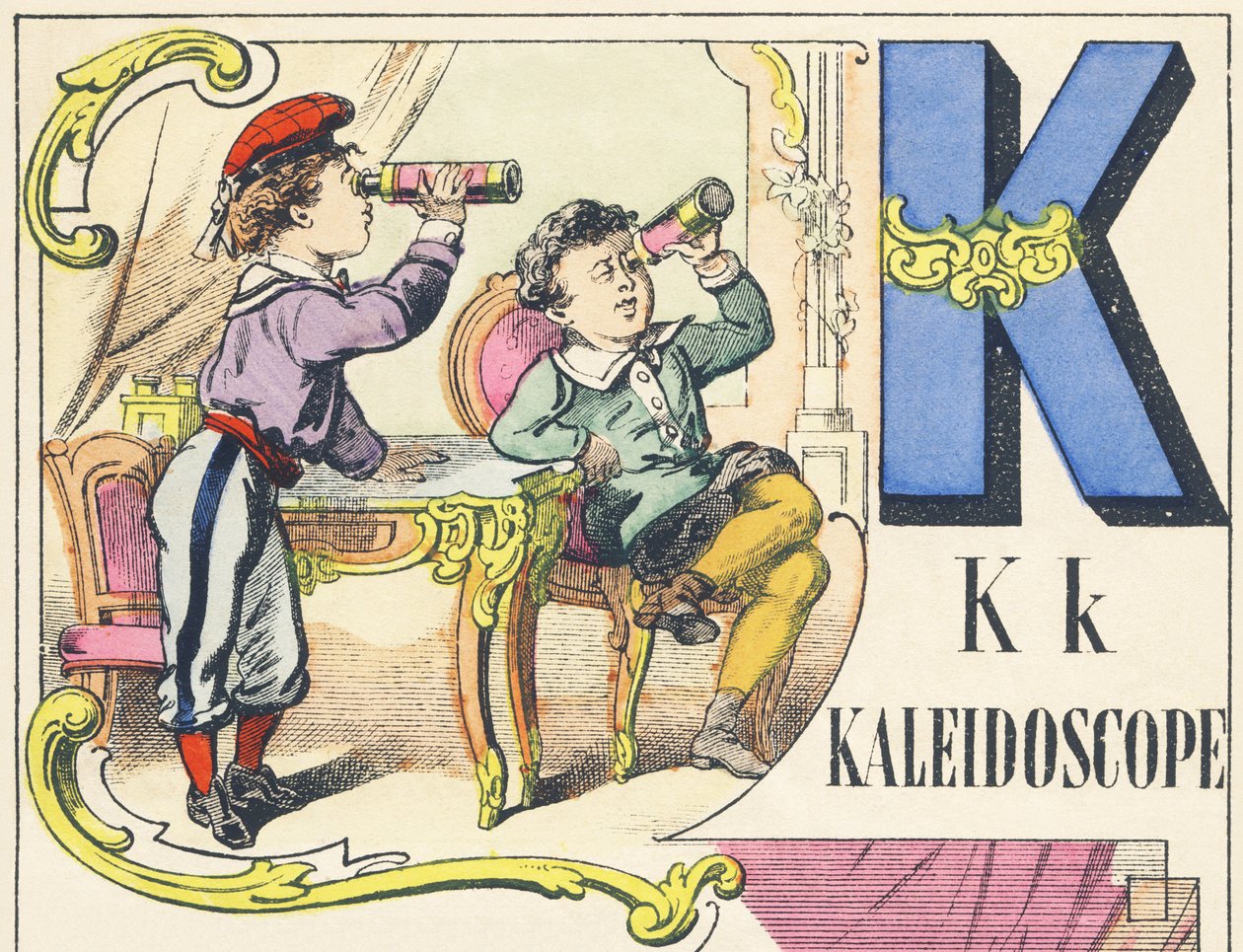 K: caleidoscopio - Alfabeto de juegos, c.1890 de Unbekannt