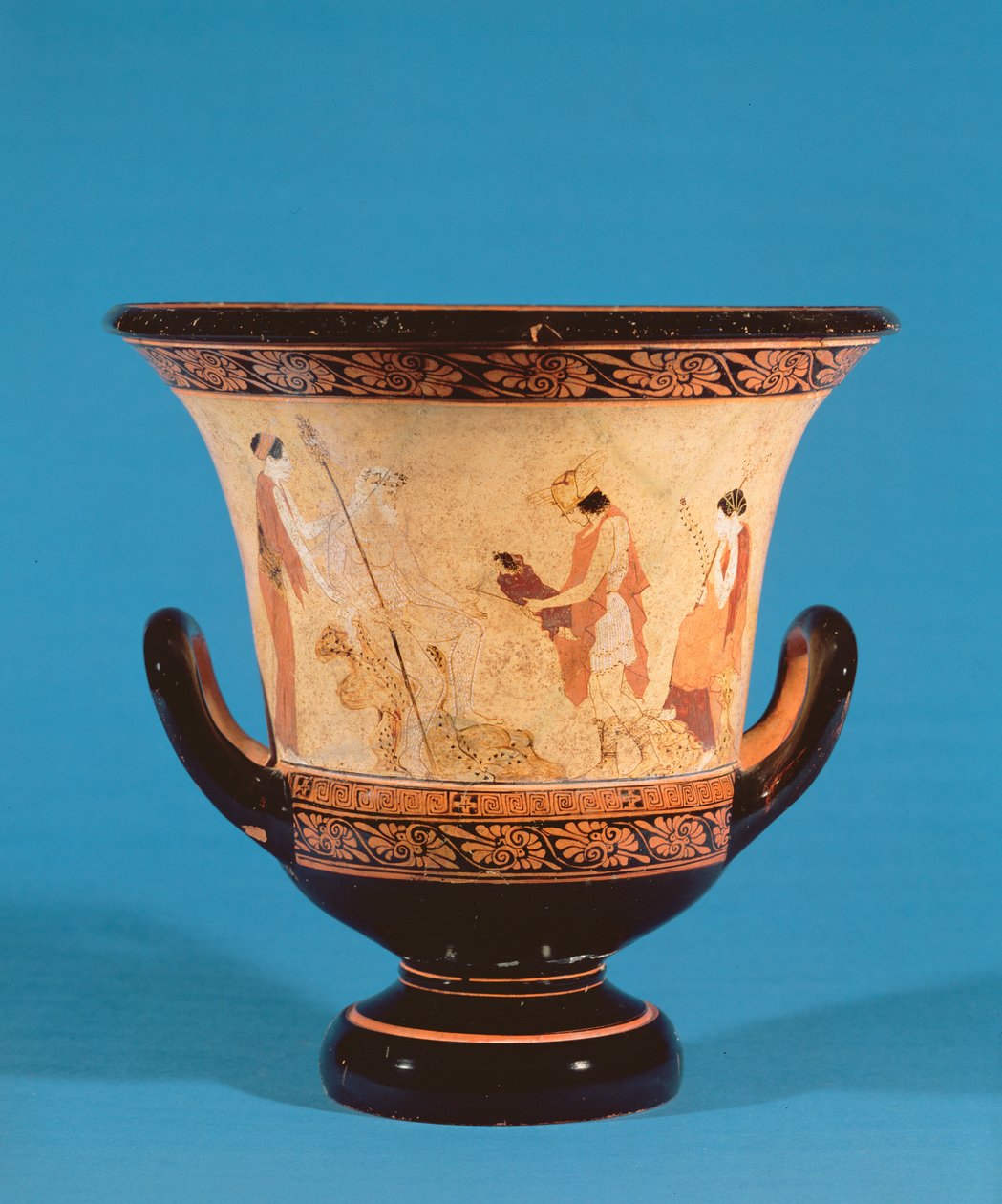 Kalyx krater que representa a Hermes entregando al infante Dionisio a las Ninfas, etrusco, c.460 a.C. de Unbekannt