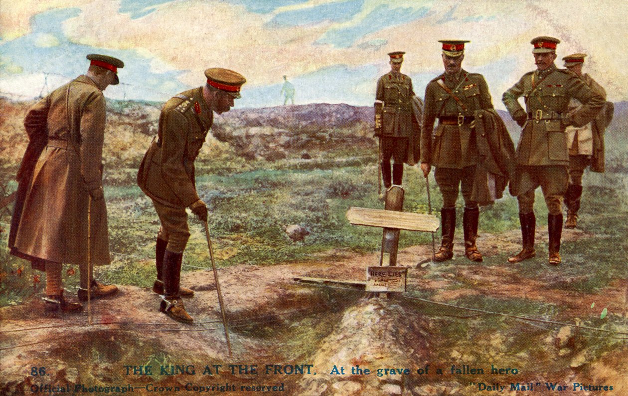 El Rey Jorge V visitando la tumba de un soldado de Unbekannter Künstler