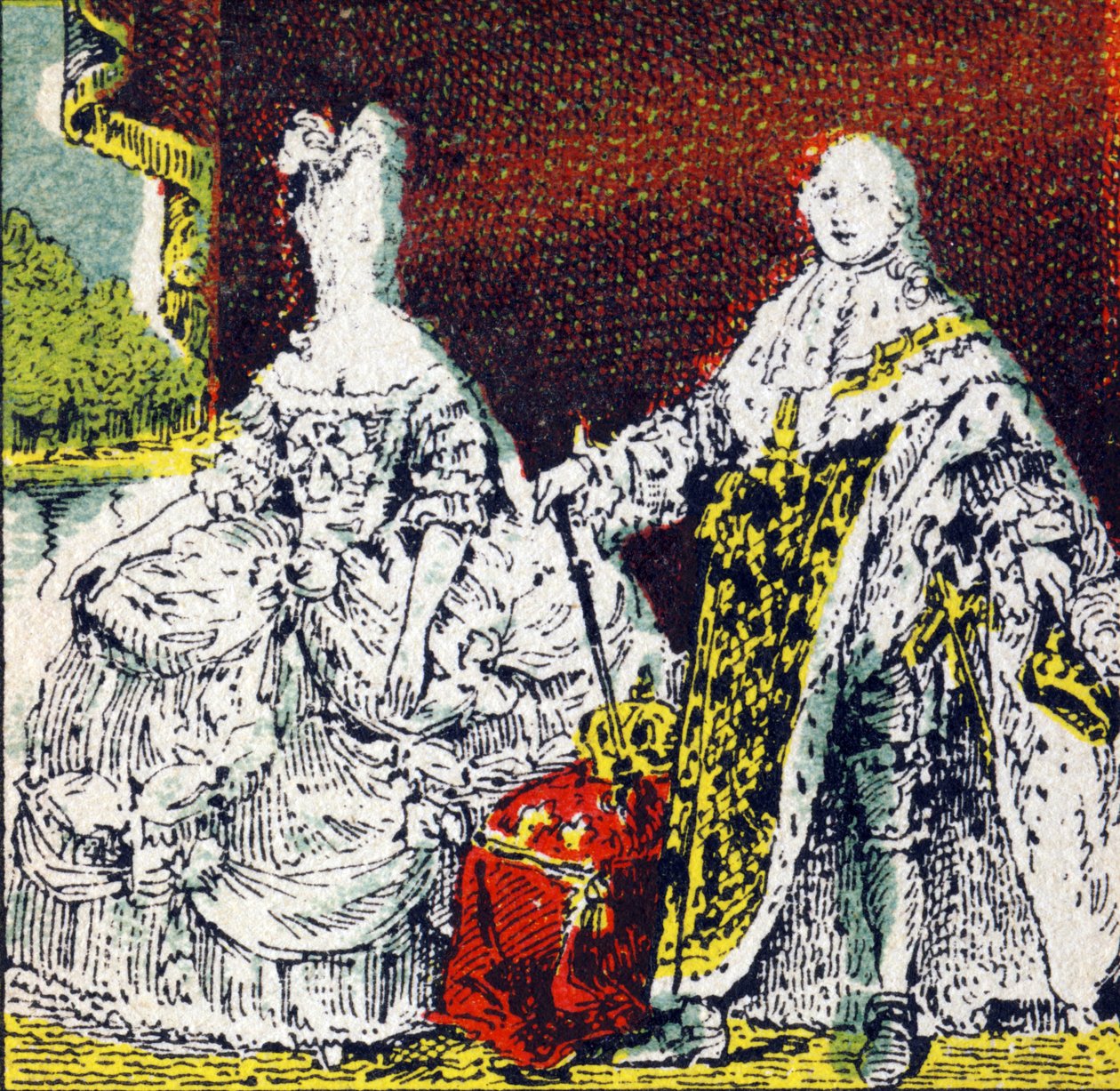 Rey Luis XVI de Francia y la Reina María Antonieta. Grabado en "Histoire de France". Serie de imágenes publicitarias publicadas en nombre de Louit, 24 rue d