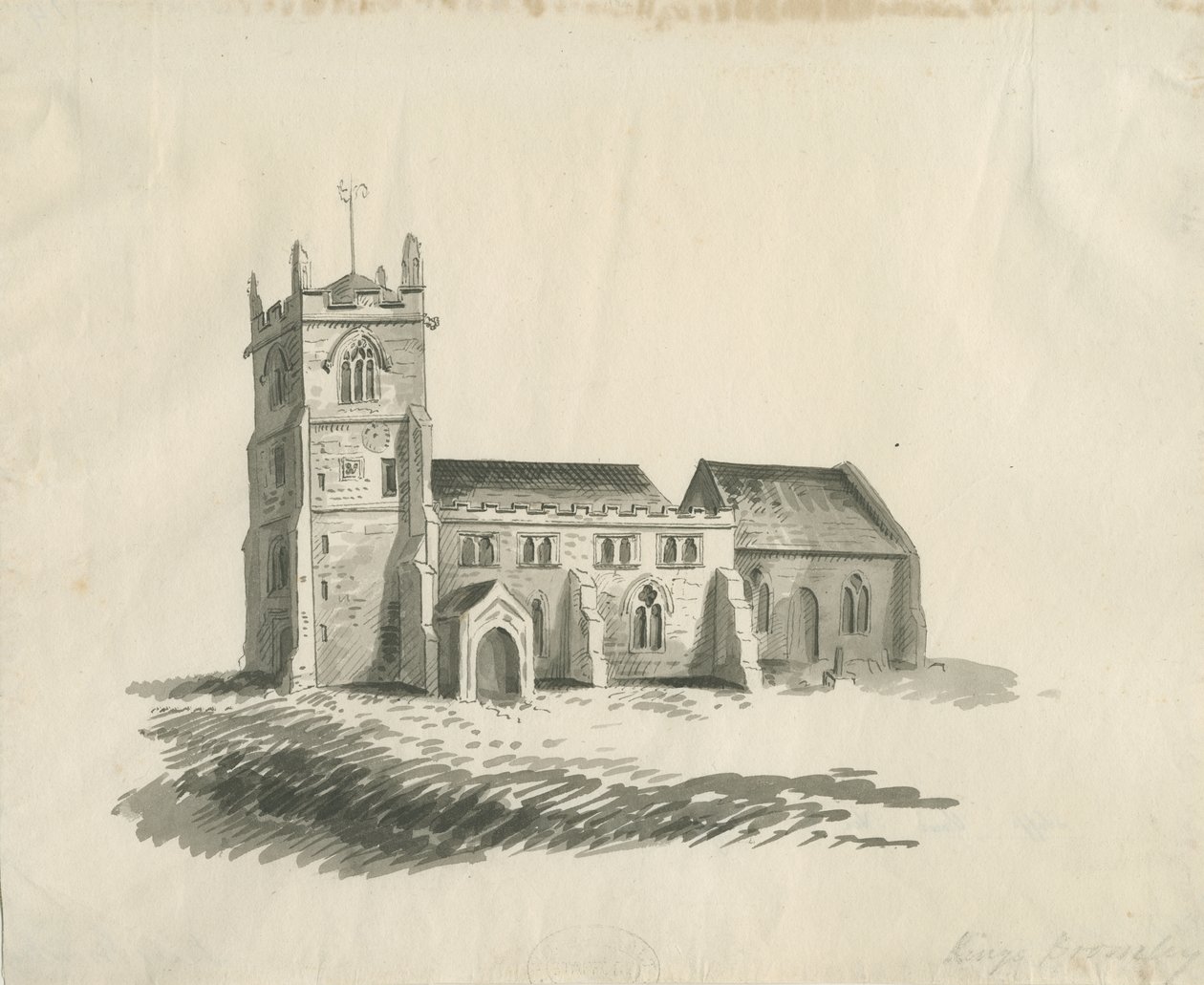 Iglesia de Kings Bromley: dibujo en sepia, nd [c 1770] de Unbekannt