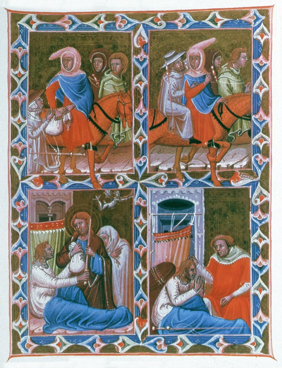 Caballero de Lyon a Compostela, lleva a una anciana y a un enfermo. Cristo entonces St Jacques aparece al caballero moribundo de Unbekannter Künstler