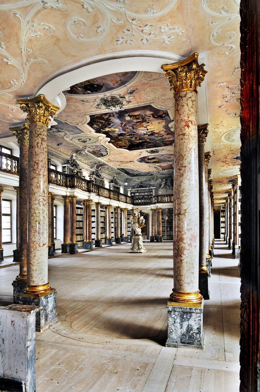 Biblioteca de la abadía benedictina de Ottobeuren, Baviere, Alemania, Europa. Fotografía de Unbekannter Künstler