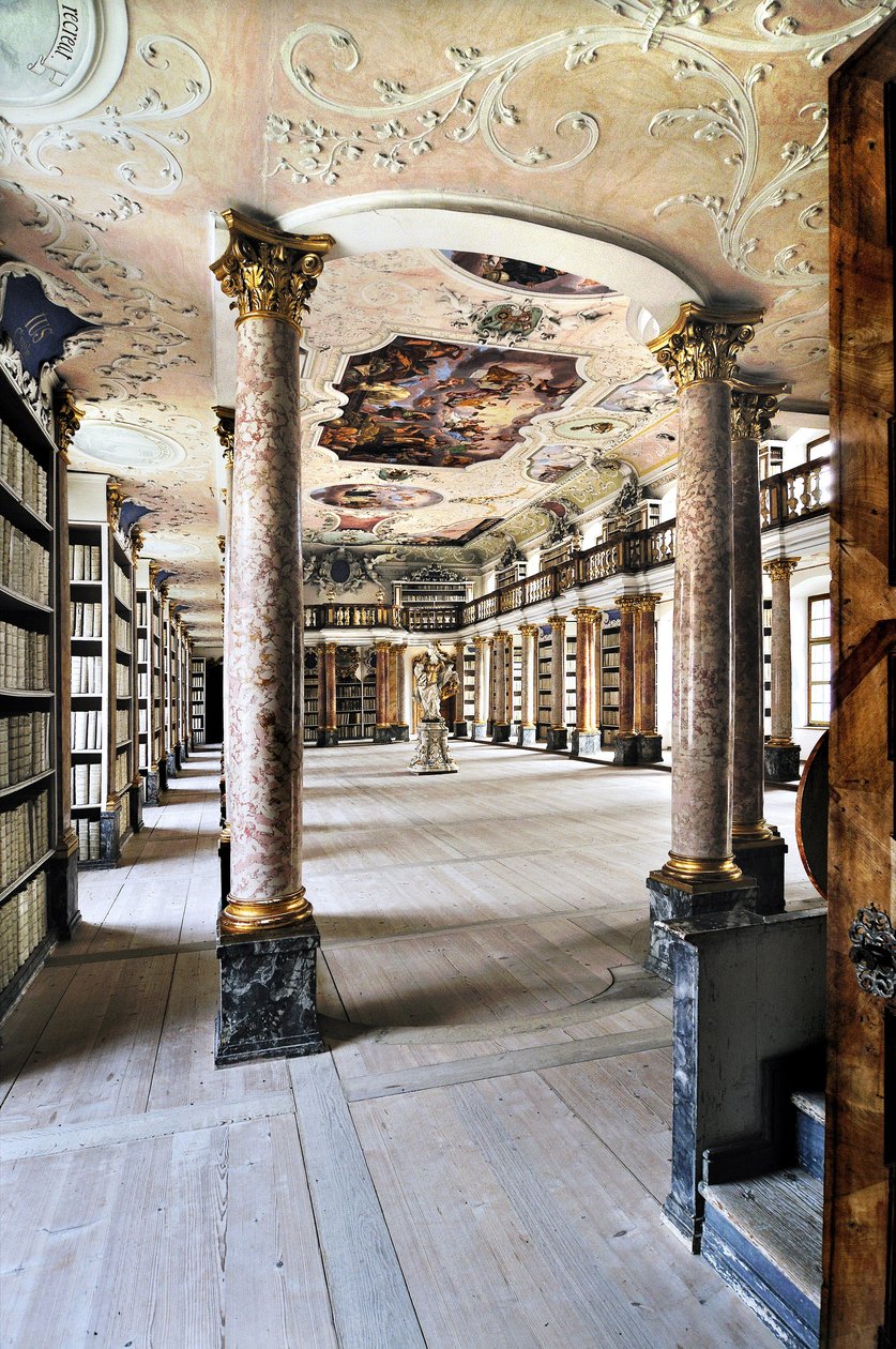 Biblioteca de la abadía benedictina de Ottobeuren, Baviere, Alemania, Europa. Fotografía de Unbekannter Künstler