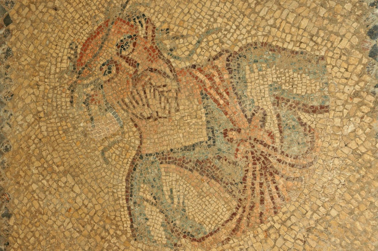 Libia, mosaico romano de anciano con barba y corona de Unbekannt