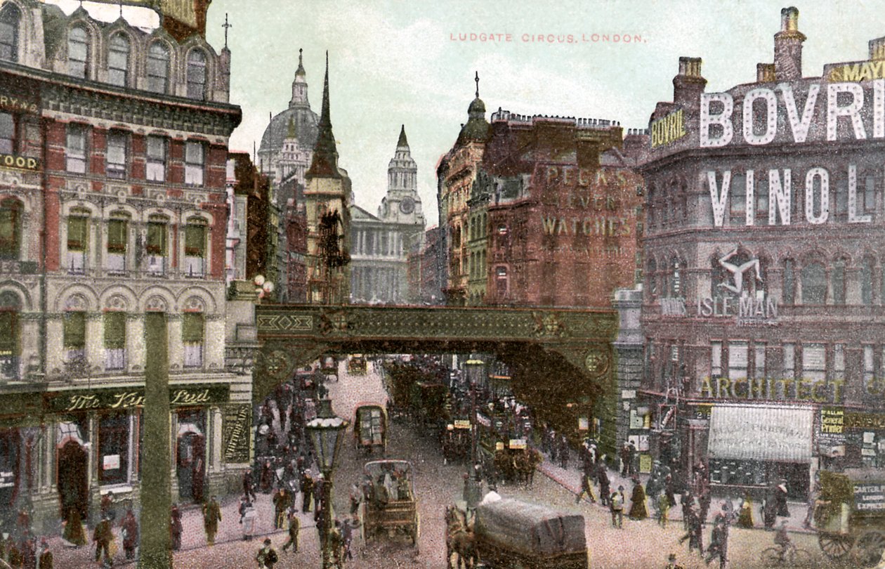 Londres - Ludgate Hill en la City de Londres, principios del siglo XX (tarjeta postal) de Unbekannter Künstler