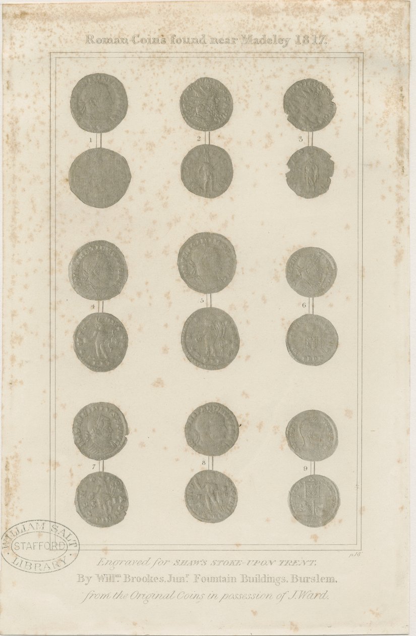 Madeley - Monedas romanas: grabado, nd [c 1817] de Unbekannt