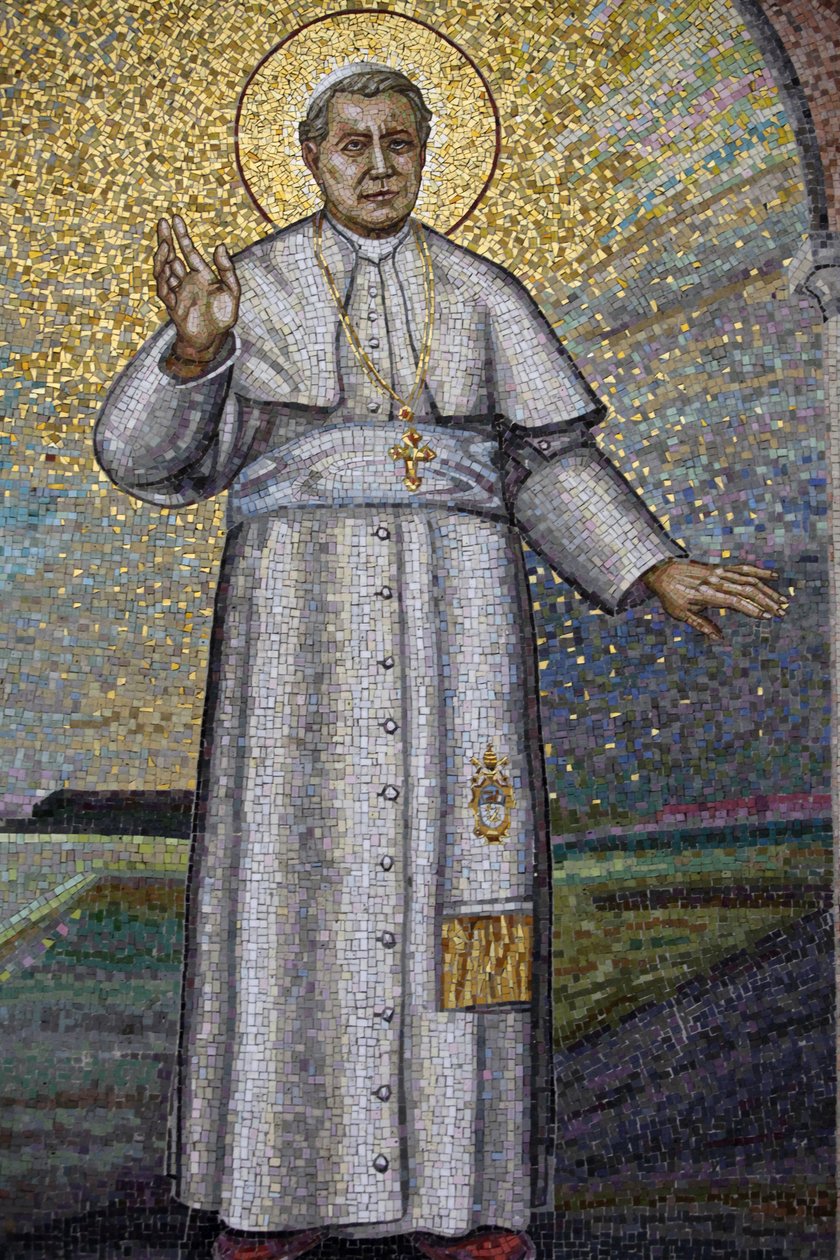 Abadía benedictina de Madonna della Scala: Mosaico que representa al Papa Pío X, Noci, Italia de Unbekannt