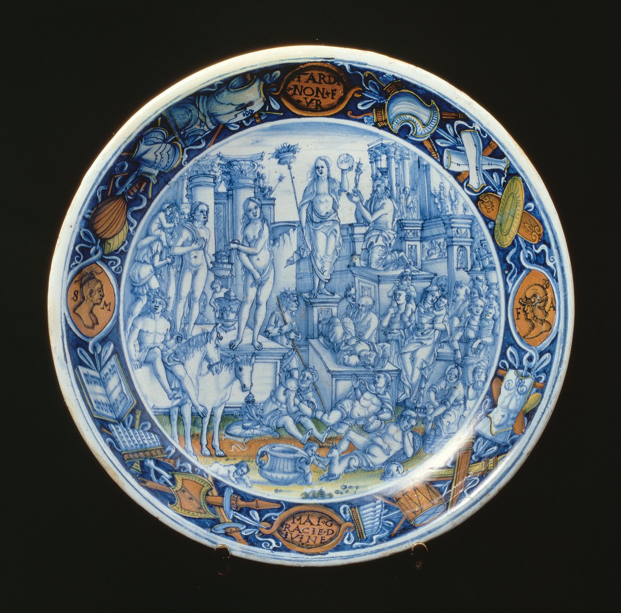 Plato de maiolica decorado con la alegoría de Diana, diosa de la luna, italiano de Unbekannt