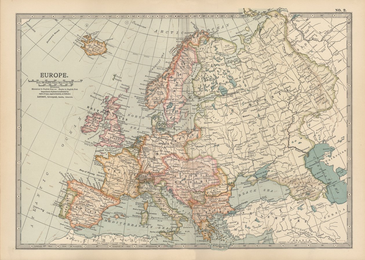 Mapa de Europa, c.1900 (grabado) de Unbekannter Künstler