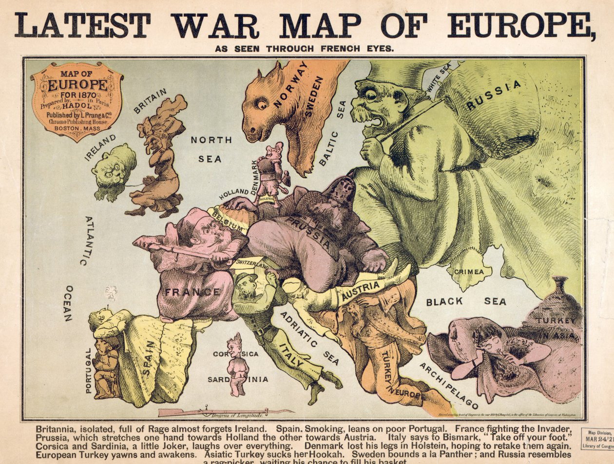 Mapa de Europa que caracteriza a las superpotencias rivales de Unbekannter Künstler