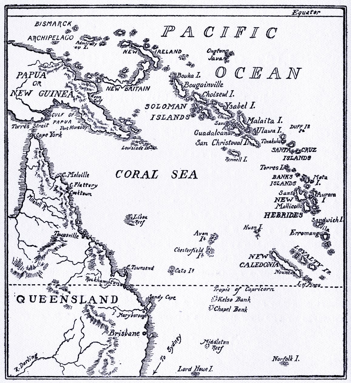 Mapa de Melanesia de Unbekannt