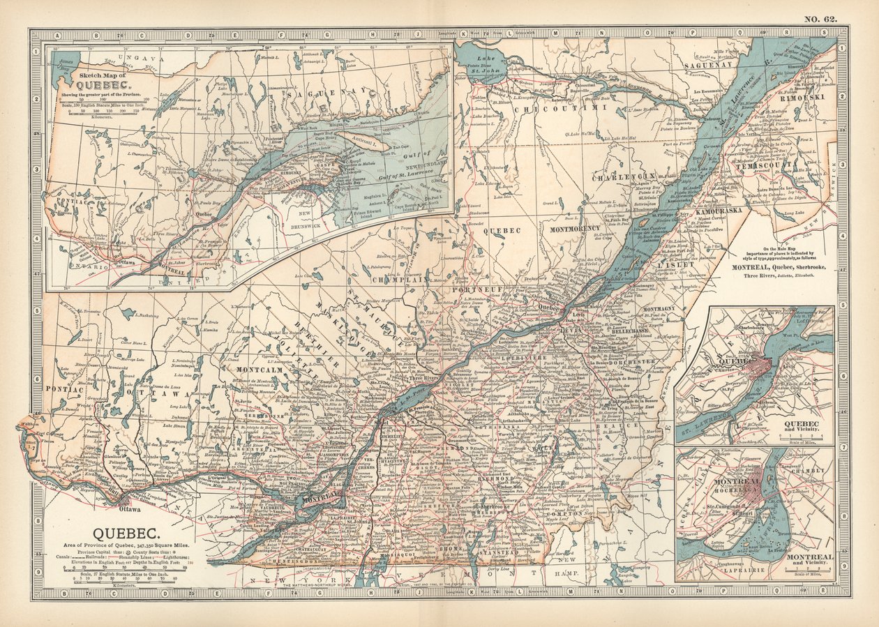 Mapa de Quebec, Canadá, c.1900 (grabado) de Unbekannter Künstler