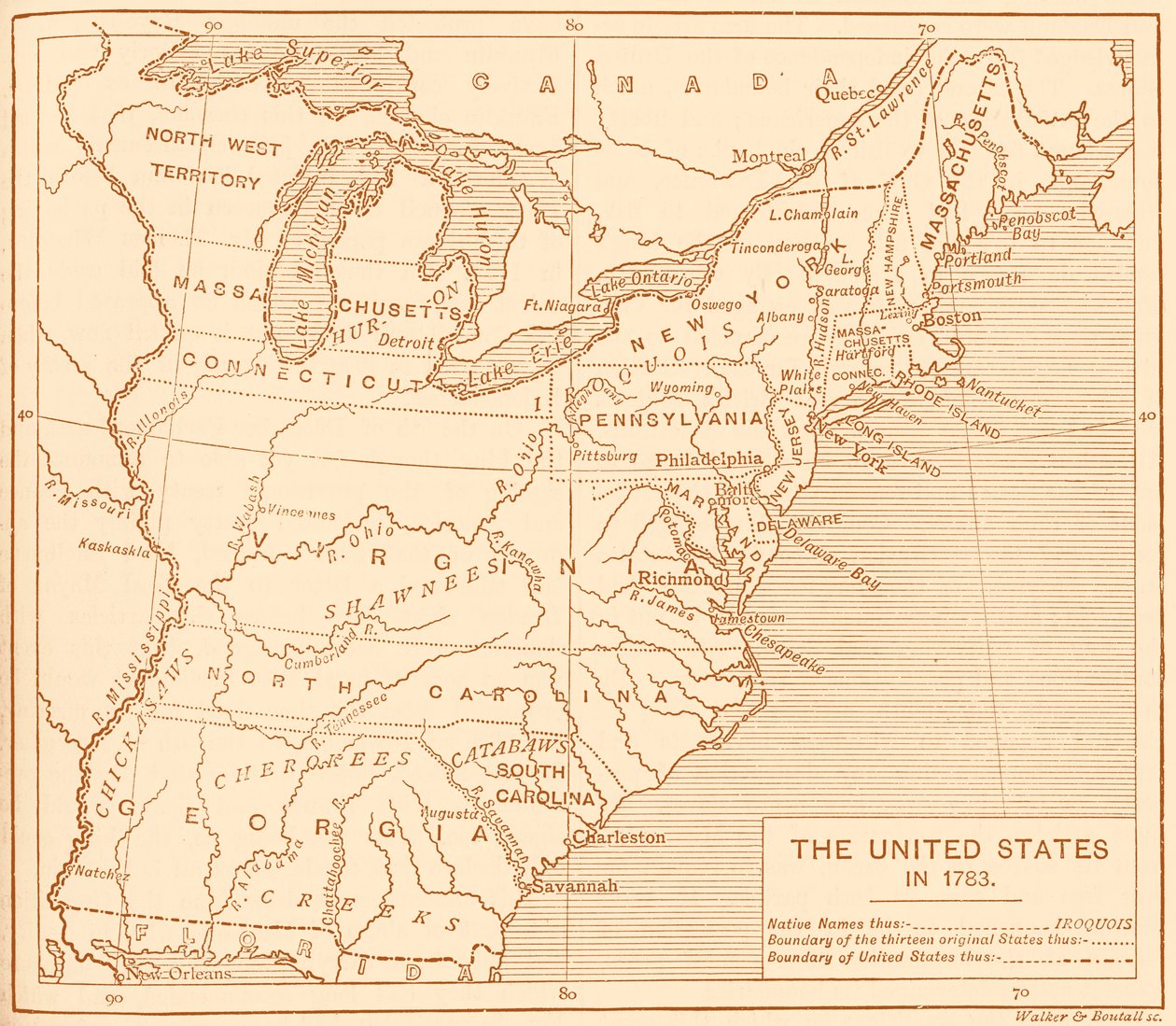 Mapa de Estados Unidos después de la independencia de Unbekannter Künstler