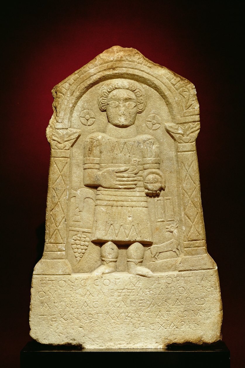 Estela funeraria de mármol, con inscripción griega, romana, siglo III a.C. de Unbekannt