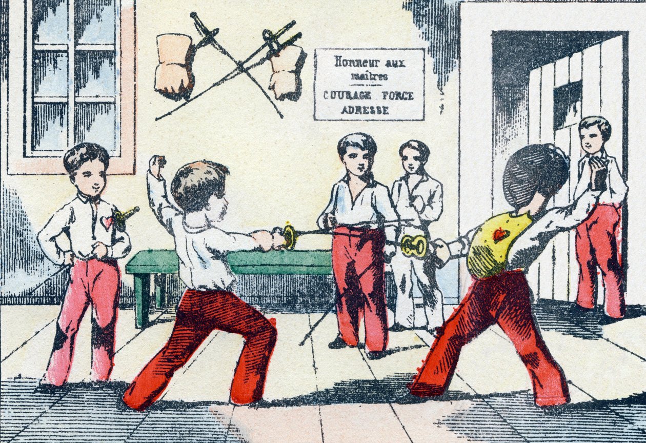 Maestro de armas. Grabado en "Alfabeto militar infantil". Imágenes de Pont-a-Mousson, circa 1890 de Unbekannt