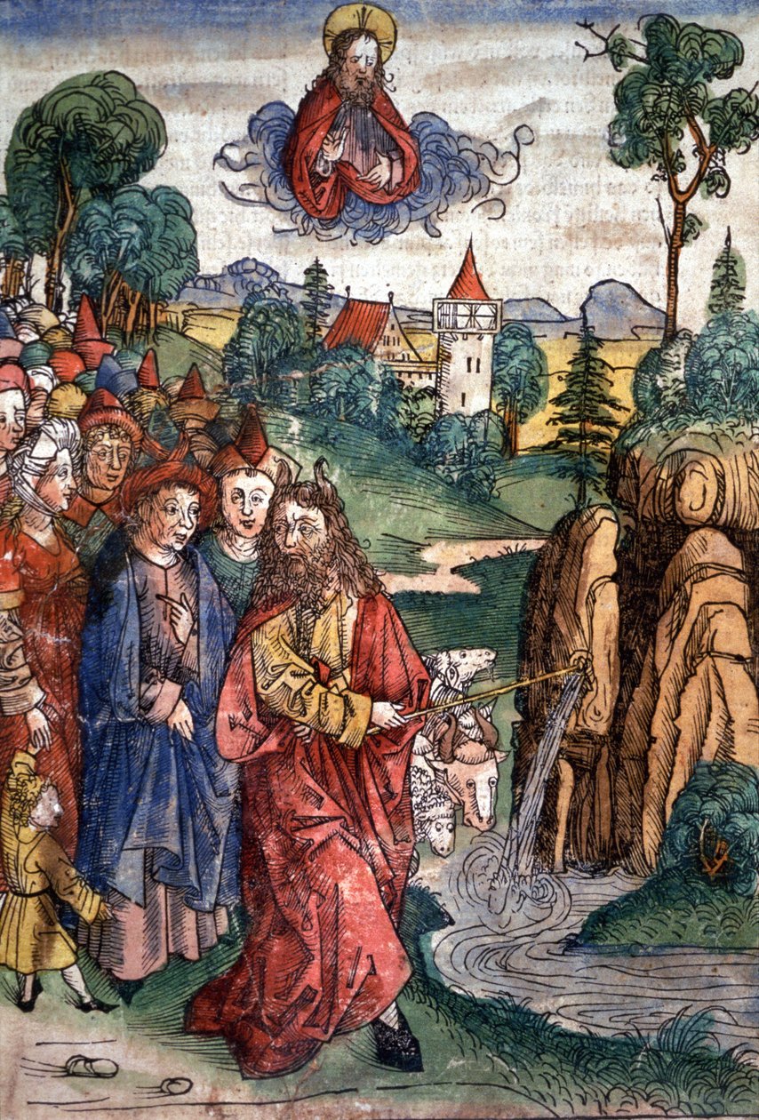 Moisés sacando agua de la roca de Unbekannter Künstler