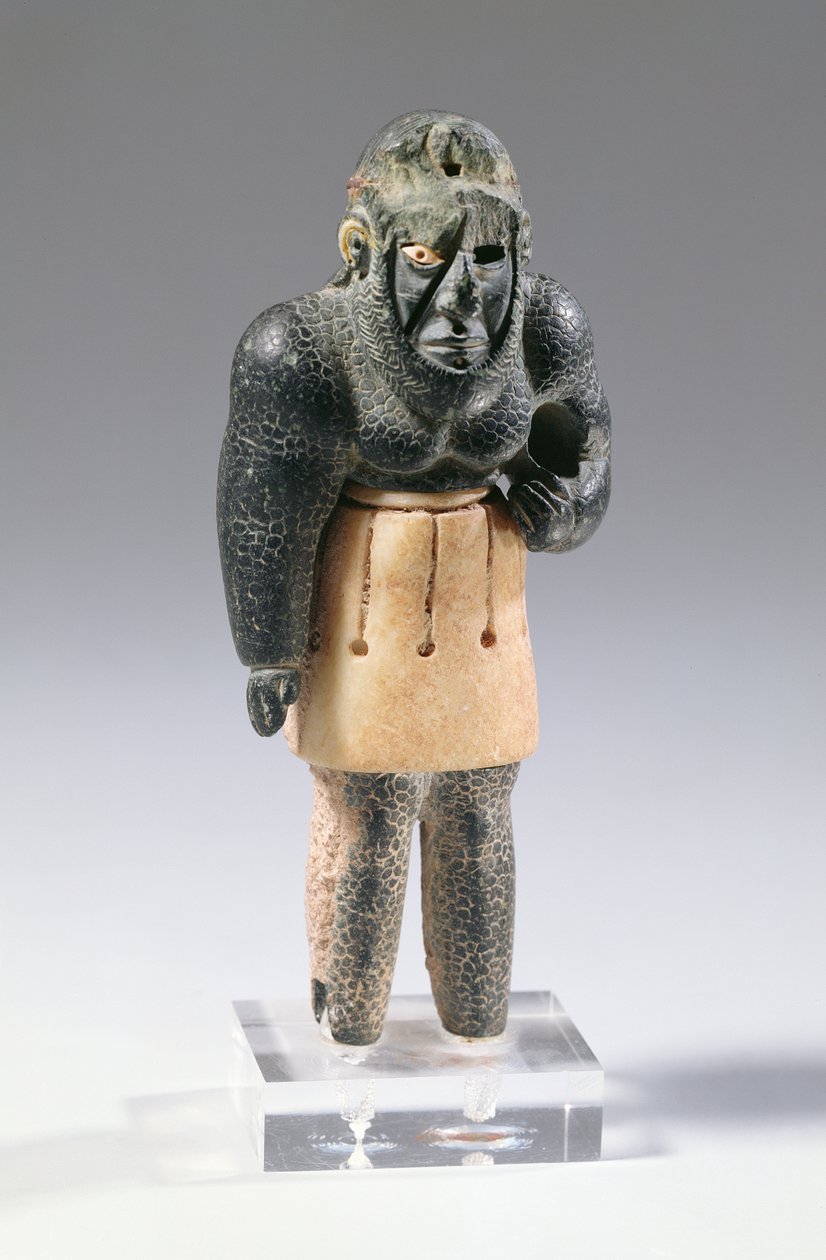 Genio mitológico de las montañas, c.2200 a.C. (caliza y clorita, diadema de hierro meteórico) de Unbekannt