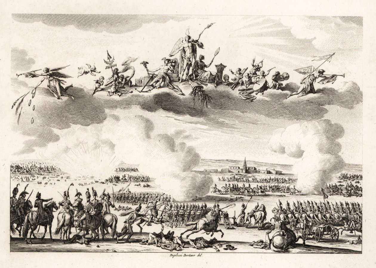 Napoleón Bonaparte, Primer Cónsul de la República Francesa, comandando el Ejército Francés en la Batalla de Marengo de Unbekannt