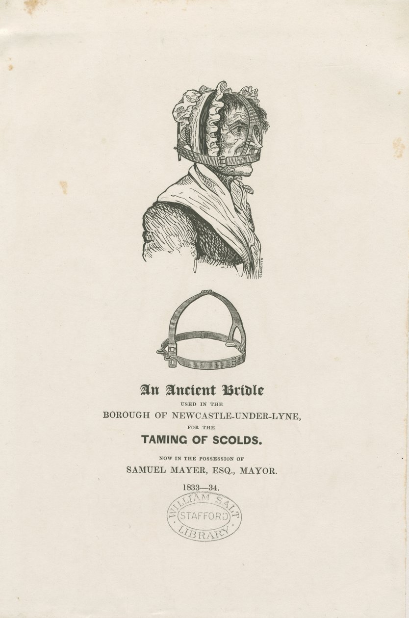 Newcastle-under-Lyme - Brida de regañona: grabado en madera, s.d. [c. 1833-4] de Unbekannt
