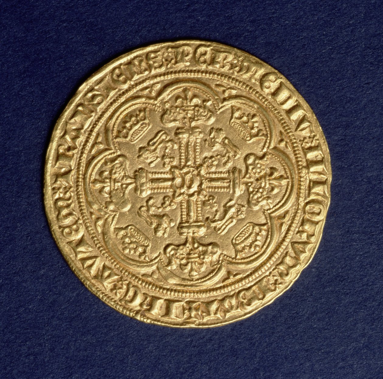 Noble de Eduardo III (1312-77) reverso mostrando un patrón de cruz, menta de Calais, introducido en 1344 de Unbekannt