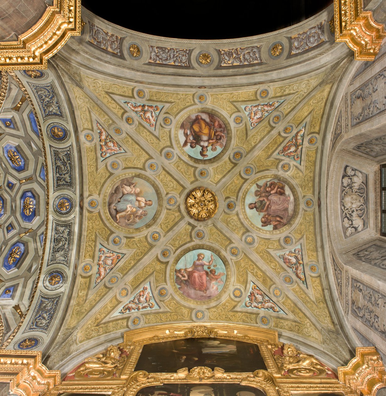 Transepto norte primer tramo oeste, Bóveda de crucero, Catedral de Santa María Assunta, Duomo, Cremona, Lombardía, Italia de Unbekannt