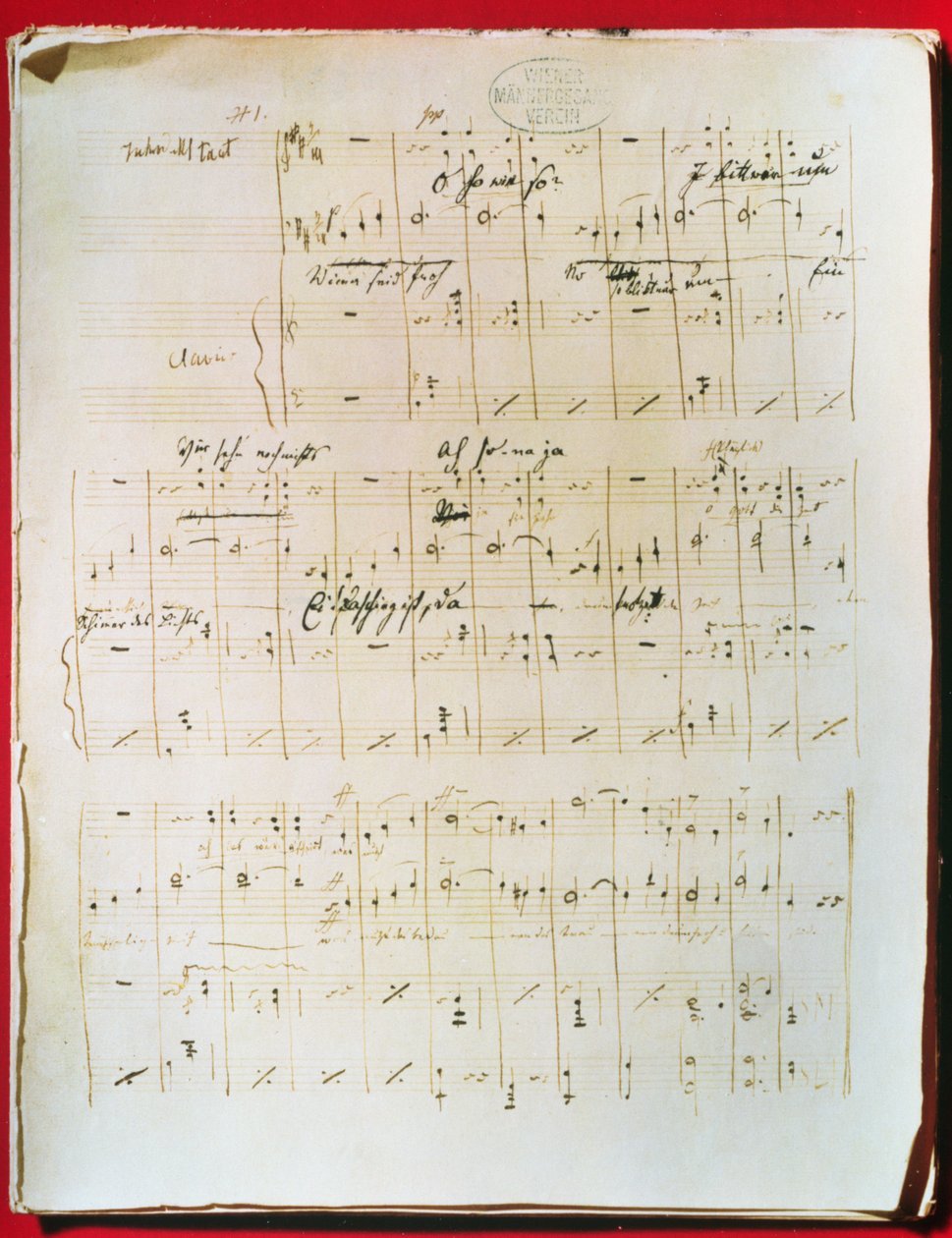 Partitura original del vals vienés "El Danubio azul" de Johann Strauss el joven (1825-99) (manuscrito) de Unbekannter Künstler